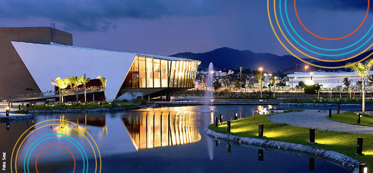 Imagem mostra o Museu do Amanhã, no Rio de Janeiro, Iluminado