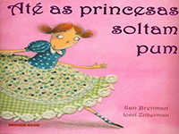 literatura infanto juvenil - Capa de Até as Princesas Soltam Pum, livro do universo infantojuvenil, traz uma menina usando vestido com estampa quadriculada em azul e verde, olhando de lado para o leitor.