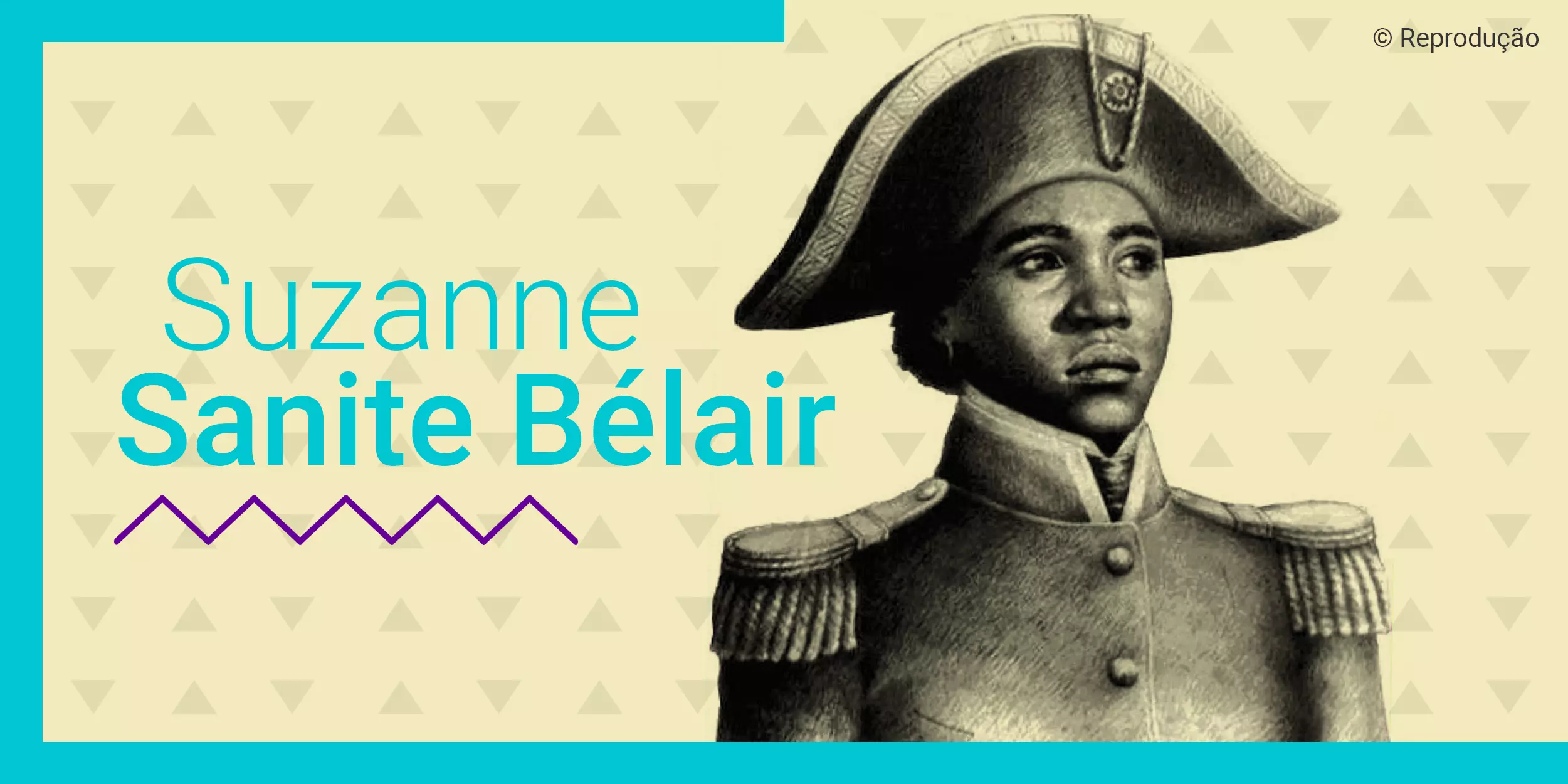 Card com uma lustração de Suzane Sanite Bélair em branco e preto, foi uma das líderes negras da América Latina
