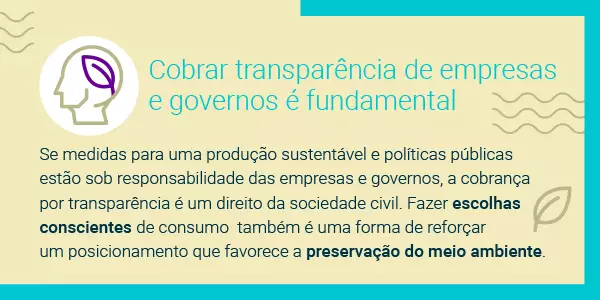 Imagem traz texto que explica porque é importante cobrar transparência de empresas e governos